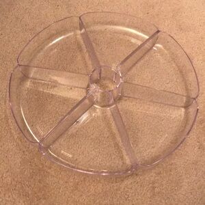 Large clear 6-compartment serving tray